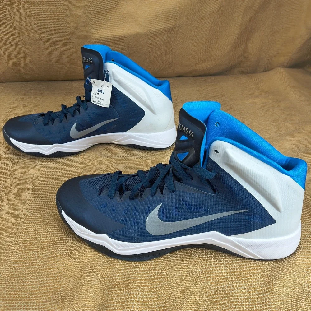 Nike Zoom Hyperquickness Mens 15 Midnight Navy Silver Blue 599420-400 Basketball